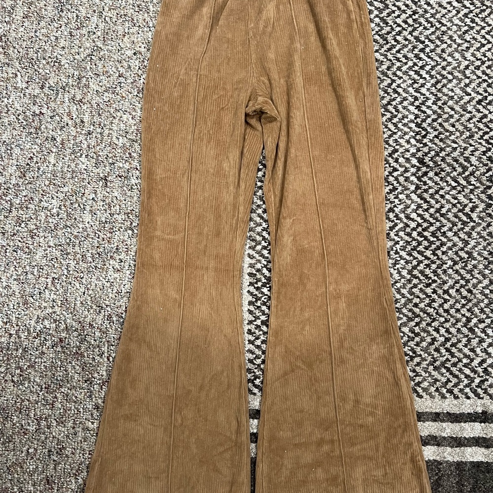 Aerie Tan Corduroy Flare Pants